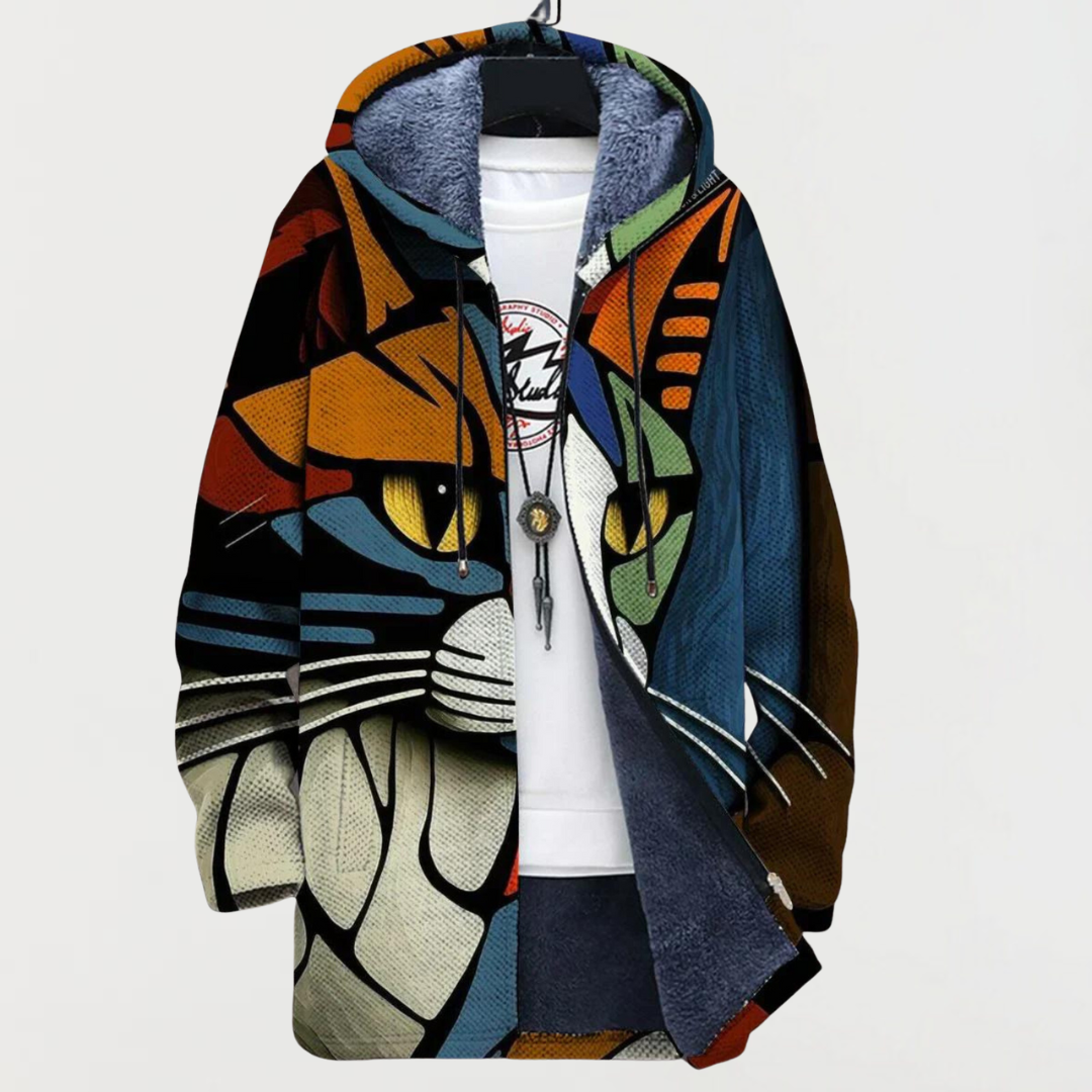 Lunaria | Abstrakcyjny Hoodie z Twarzą Kota