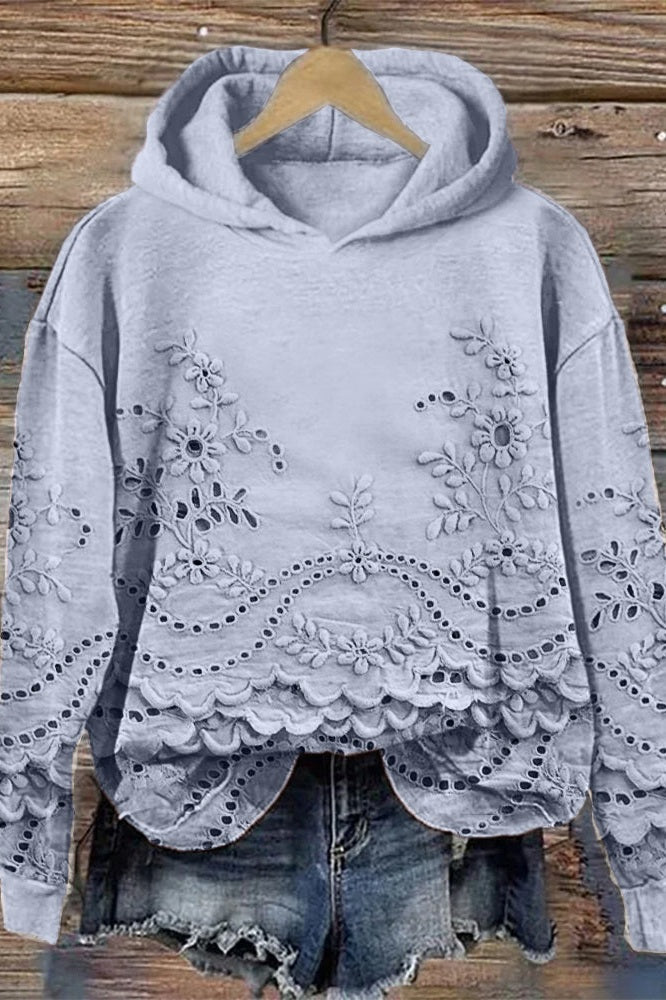 Sweter z kapturem z koronką Prato